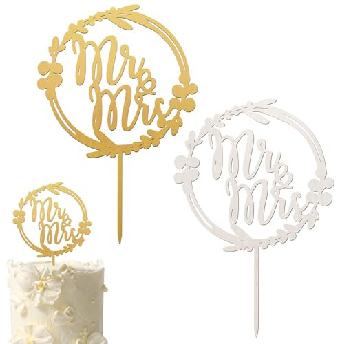 Colorich 2Pcs Wooden Wedding Cake Toppers, Mr and Mrs Cake Topper, Personalised Wedding Cake Topper, Engagement Gifts Mr & Mrs Cake Topper for Wedding Bridal Shower Anniversary Party Cake Decoration