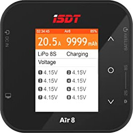 ISDT Air8 Battair lipo Battery Charger Discharger DC 20A 500W LCD Display Smart Rc Lipo Balance Charger for 1-8S Li-ion Life NiCd NiMH LiHV PB Smart Battery