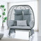 Lvifur Hängesessel mit Gestell,Hammock Chair Belastbar bis 270kg,Hängestuhl Outdoor mit Weicher Sitzkissen& Stabiler Rattan-Rahmen,Hängeschaukel für Garten,Balkon und Wohnzimmer