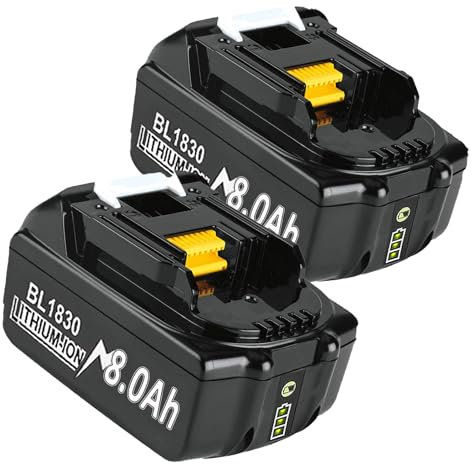 2X 18V 8,0Ah Ersatzakku für Makita Akku BL1830 BL1850 BL1860 BL1860B BL1850B BL1830B BL1840 BL1820 BL1815 BL1835 BL1845 194205-3 LXT-400 with LED Indikator