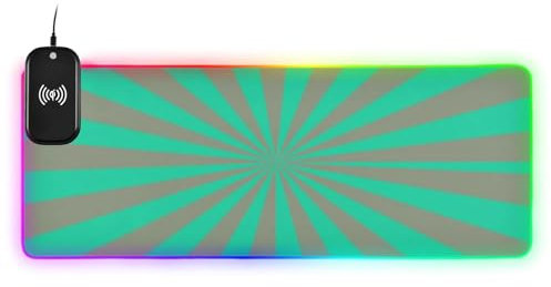 Greenish-blue Lightning Wireless Charging Glowing Animal and Keyboard Pad Keyboard and Animal Mat PC Mousepad Washable Writing 80.0x30.0 cm
