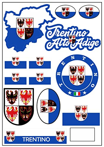 Daged Trentino Italien Aufkleber Karte Stickerbogen - Reiseaufkleber PKW Auto Motorrad Biker Flagge Fahne Deko AK