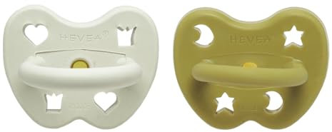 HEVEA Naturkautschuk Schnuller Kiefergerechte Form, 3-36 Monate - hygienisches einteiliges Design für Neugeborene bis Kleinkinder, BPA-frei, weich & langlebig - 2Pack (Archipelago Coziness)
