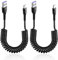 BIVOFU 2 PCS Cable USB C Espiral, Cable USB A a USB C de 0.4m para Carga Rápida y Transferencia de Datos, Negro, Compatible con Android Auto y Amplia Gama de Dispositivos Móviles