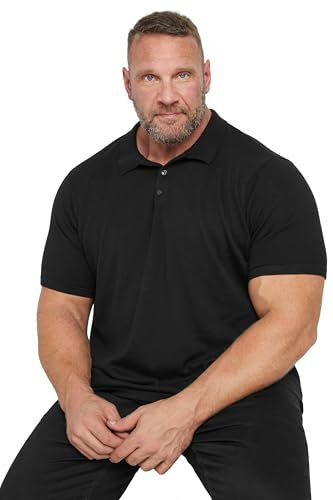 BadRhino Big & Tall Knitted Short Sleeve Polo Shirt - Men's - Plus Size Curve Black