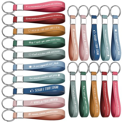 Portachiavi motivazionale con testo in lingua italiana, regalo di ringraziamento, portachiavi in silicone per incoraggiare dipendenti, colleghi, adolescenti, insegnanti, colorato (20, Multicolore)
