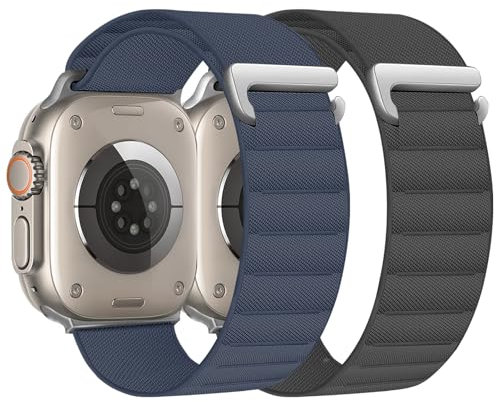 Chinbersky 2 pulseras Alpine Loop compatibles con Apple Watch Ultra 49 mm 45 mm 44 mm 46 mm 42 mm, correa de repuesto de nailon deportivo ajustable para iWatch Ultra 2 SE Series 10 9 8 7 6 5 4 3 2 1