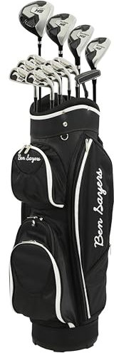 Ben Sayers M8 13-Piece Golf Package Set | Complete Ladies Set | Full 12 Clubs Graphite Shafts with Cart Bag | Driver, Woods, Hybrids, Irons, Wedges & Putter | Right Hand