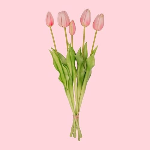 Ramo de tulipanes rosas - 5 unidades - tulipanes artificiales - 42 cm