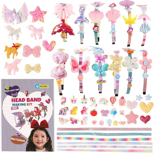 OZXVXZO DIY Haarband,Haarband-Bastelset für Mädchen,Haarreifen Kreativset Mädchen, Haarreifen Mädel Spielzeug,Spielzeug Bastelset Kinder,Geburtstagsgeschenk für Mädel 3-12