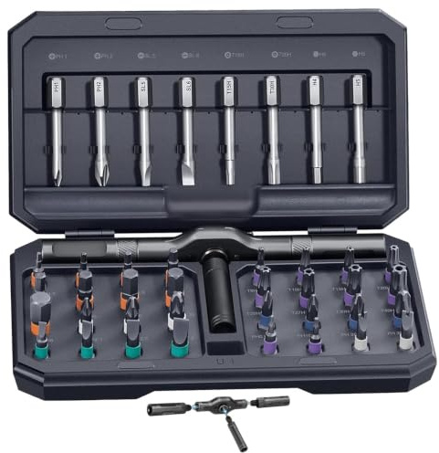 Xiciki Magnetic Ratchet Screwdriver Set, 42 in 1 Magnetic Screwdriver Sets, Multi-Bit Professional Repair Tool Kit with Storage Case for Computer, Bicycle, Watch, Eyeglass, Furniture and DIY Projects