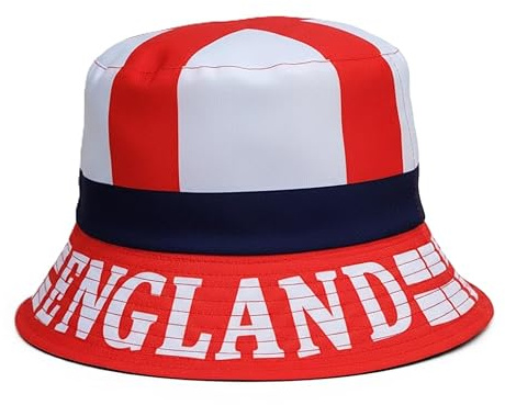 Buckets of Hats England Bucket Hat, England Flag St George's Cross White, Red and Blue