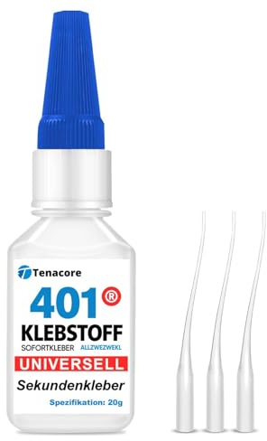 Tenacore Sekundenkleber 20 g, flüssig, für Holz, Leder und Metall | Flüssiger Sekundenkleber für Metall, Holz, Leder, Gummi, Keramik und viele Kunststoffe; für Haushalt, Hobby und Werkstatt