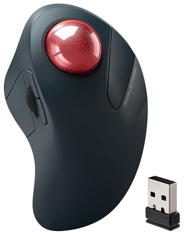 Wireless Trackball Mouse for Large Hands, Easy Index Finger Control, Ergonomic Design, Rechargeable, Precise&Smooth Tracking, 3 Device Connection (Bluetooth or USB), Compatible for Mac, Windows-Red