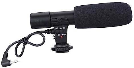 Toddmomy Interview Mikrofon für Kamera 3v, Schwarzes Aufnahmemikrofon | ABS Kunststoff, 3,5-mm Kabel, Standard Hot Shoe und 1/4-zoll Gewinde, für Audio Recorder und Telefon