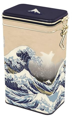 Fridolin 19395 - Vorratsdose/Kaffeedose aus Metall mit Bügelverschluss, Volumen ca. 1,4 Liter - Hokusai: Great Wave