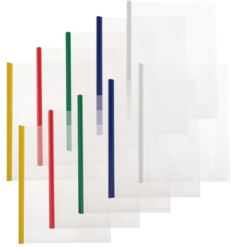Baluue 10 pièces Lot de Classeurs Plastiques avec Baguette Coulissante Capacité Étendue Dossiers Transparents pour Documents Bureau et Organisation Professionnelle