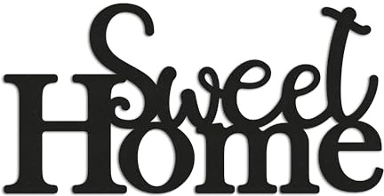 ebenkunst Sweet Home Schriftzug Wanddeko – moderne Deko aus schwarzem MDF | Schwarz durchgefärbtes MDF, Sweet Home Schriftzug, S 45 x 23 cm & M 85 x 43 cm, Made in Germany