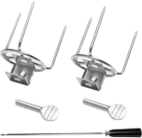 Tsawntd Ensemble de Broche Verticale pour Poulet rôtissoire, Fourchette de Four à rôtisserie en Acier Inoxydable, Tige Broche Barbecue rotative Verticale pour la Cuisine et l'extérieur