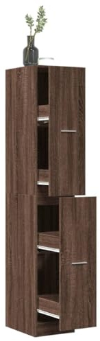 HFXHIJXQ Apothekerschrank Eiche braun 30x41x174 cm Wandbefestigung Stauraum Holzwerkstoff für Küche Büro Flur