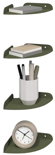 vidaXL Schwebendes Regal mit Regal 4 pcs Olive Grün 15 x 15 x 2 cm, Wohnzimmer, minimalistisches Design, schwebendes Regal, platzsparend, Moderne Wandmontage für Deine Deko