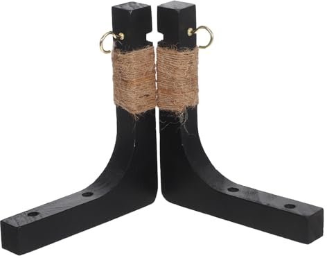 Luxshiny 2pcs Heavy Duty Wooden Plant Hanger Hooks Black Pine Wood Wall Brackets for Indoor and Garden Use, Rustic Farmhouse Style Spacesaving Solution for Planters and Wind Chimes