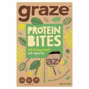 Graze Protein Bites Honey & Seed Oat Squares 120g (4x30g) Pack of 4