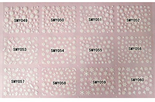 12blätter Schneeflocken Nagel Sticker Set Für Weihnachts-nail Art Dekoration Selbstklebend Verschiedene Muster Für Kreative Nägel