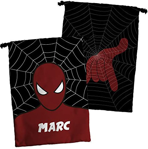 LolaPix Bolsa Merienda Superhéroes Infantil Personalizada Con Nombre - Varios Diseños - ARAÑA