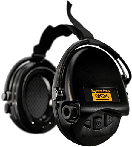 Sordin Pro-X 76302-X-02-S - Protectores auditivos activos para caza - EN 352 - Almohada de espuma, banda para el cuello y cápsula negra
