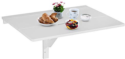 DREAMADE Wandklapptisch 80x60 cm, Wandklapptisch Holz Wandtisch klappbar, Küchetisch Beistelltisch Laptoptisch, Esstisch Ecktisch Schreibtisch Mehrzwecktisch (Weiß)