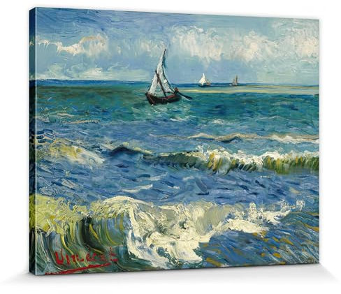 1art1 Vincent Van Gogh Poster Das Meer Bei Saintes- Maries-de-la-Mer, 1888 Bilder Leinwand-Bild Auf Keilrahmen | XXL-Wandbild Poster Kunstdruck Als Leinwandbild 50x40 cm