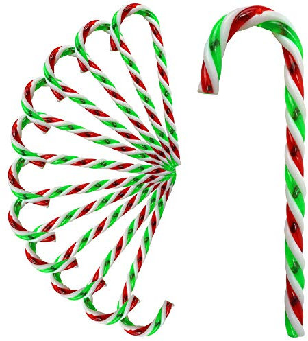 Cepewa Zuckerstange Baumschmuck Christbaumdeko Weihnachtsdeko aus Kunststoff mit Aufhängung 15er Set