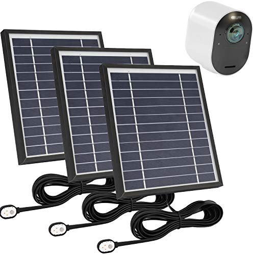 Uogw Lot de 3 panneaux solaires compatibles avec caméra Arlo Pro 3/Arlo Pro 4/Arlo Ultra/Ultra 2/Arlo Pro 5S 2K/Go 2, avec câble d'alimentation magnétique étanche de 3,5 m, support réglable – Noir