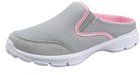 Sisttke Hausschuhe Damen Clogs Herren Slip On Pantoffeln Sommer Outdoor Atmungsaktiv Bequeme Gartenschuhe rutschfest Schlupfschuhe Slipper,Grau-HH,41 EU