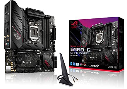 ASUS ROG STRIX B560-G GAMING WIFI Intel LGA 1200 micro ATX motherboard, PCIe 4.0, 8+2 power stages, WiFi 6, Intel 2.5 Gb Ethernet, Two M.2 slots, USB 3.2 Gen 2x2 USB Type-C and Aura Sync