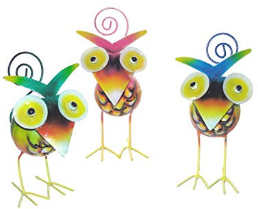 SAWA Fotohalter Kartenhalter Vogel Rabe Set Memohalter Metallfigur Bunte Tierfigur Tischkartenhalter Deko-Figur Geschenkidee