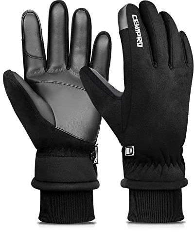 Cevapro Winterhandschuhe Herren Handschuhe Winddichte Damen Wasserdicht mit Touchscreenhandschuhe 3M Thinsulate Isolierung(-20°C) Für Skifahren Wandern rutschfeste Laufhandschuhe, Schwarz, L