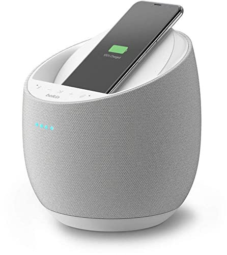Belkin altavoz inteligente Hi-Fi + cargador inalámbrico SoundForm Elite (Alexa, Bluetooth, AirPlay2, Devialet), Blanco