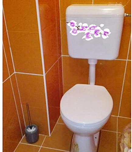 SHMAZ WC Deckel Aufkleber 22.1 * 9.7Cm Lila Orchidee Zimmer Wandtattoo Aufkleber Mode Toilette Toilette Dekoration