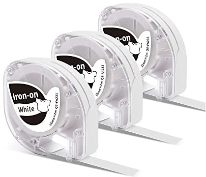 Goknu Etikettenband kompatibel mit Phomemo P12/P12Pro/LT12 Etikettendrucker, 12mm x 2m Schwarz auf Weiß Bügelbare wasserdichte Etikettenbänder für Schule und die Organisation zu Hause