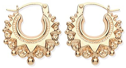 Old English Jewellers 9ct Yellow Gold & Sterling Silver Overlay Hoops - Gypsy Creole Earrings