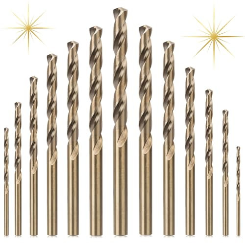 CYLBAQ 13pcs M35 Cobalt Drill Bit Sets, 1.5-6.5mm HSS Drill Bits, Metric High Speed Steel Twist Drill Bit Set Extremely Heat Resistant with Straight Shank for Stainless Steel, Metal, Wood & Plastic