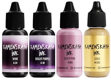 KAMENSKAYA Alcohol Ink Set #1 - Matched Color Combination of Alcohol Inks - 4 pcs. 0.51 fl oz (15 ml) Each