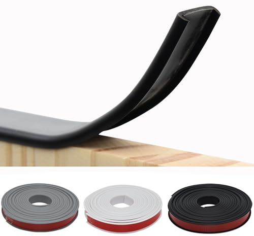 U Shape Furniture Edge Banding, 20mm x 5m Black Self Adhesive Flexible Edging Strip, Soft TPE Edge Protector Trim for Tables, Cabinets, Shelves, Worktops, MDF Boards, Furniture Repair & Baby Safety
