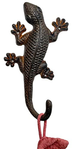 Darthome Gecko Single Hook Cast Iron Rustic Metal Animal Wall Coat Hanger Traditional Peg 18cm