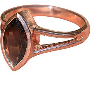 Meadows Anelli di placcatura in oro rosa del quarzo fumé dell'argento sterlina 925, forma marquise, Pietra, Quarzo