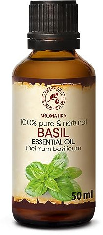 Basilikumöl 50ml - Ocimum Basilicum - naturreines ätherisches Basilikum Öl für - Duftlampe - Diffuser - Sauna - Raumduft - Körperpflege - Raumduft - Aromatherapie