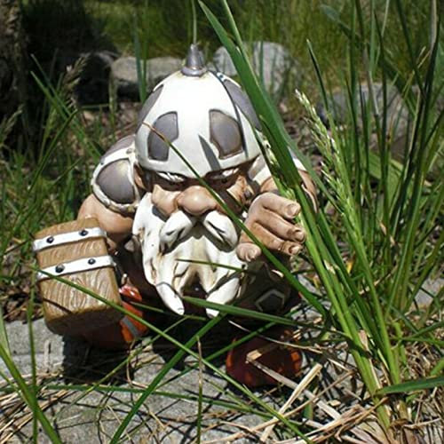 Resin Viking Gnome Statue Viking Warrior Statue Garden Gnome Decoration Indoor Outdoor Home Patio Decoration Figure (A)