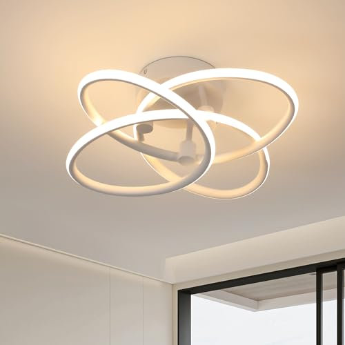 Comely Modern LED Ceiling Light, 38W Ceiling Lamp LED Flower Shape Modern, White Ceiling Lights Fixtures for Living Room, Dining Room, Bedroom, Warm White 3000K Ceiling Chandelier
